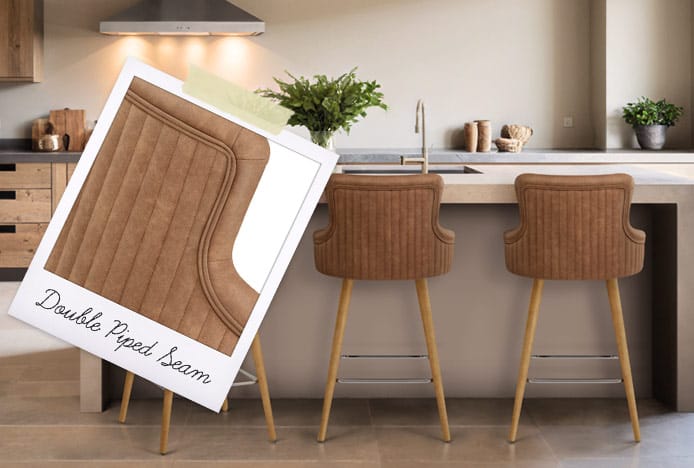 Diablo Oak Bar Stool Tan With Double Piped Seam