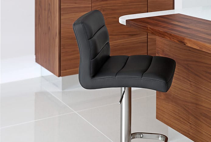 Black Bar Stools with Stitch Detail