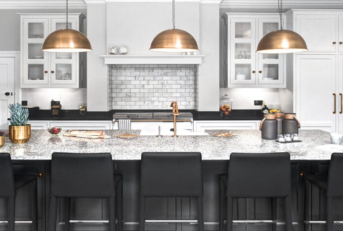 Black Healey Stools in Black Kitchen