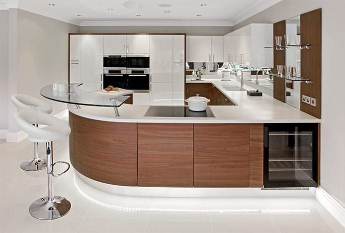 Chrome Crescent Stools in Wooden Kitchen