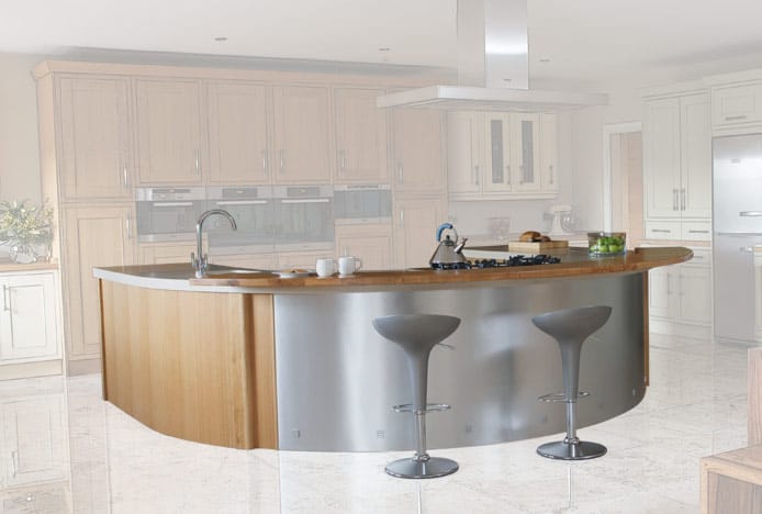 Curved Breakfast Bar With ABS Plastic Bar Stools