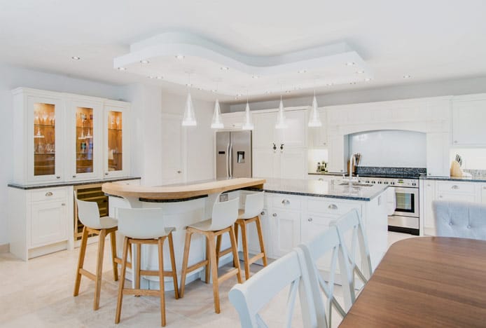 Drift Bar Stools In Kitchen With Different Types Of Lighting