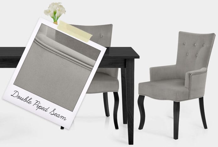 Fleur Chair Grey Velvet With Double Piped Seam