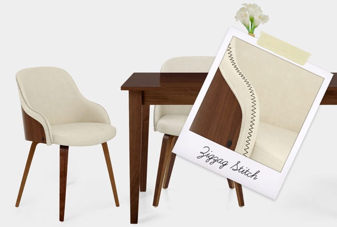 Fusion Walnut Chair Cream With Zigzag Stitch