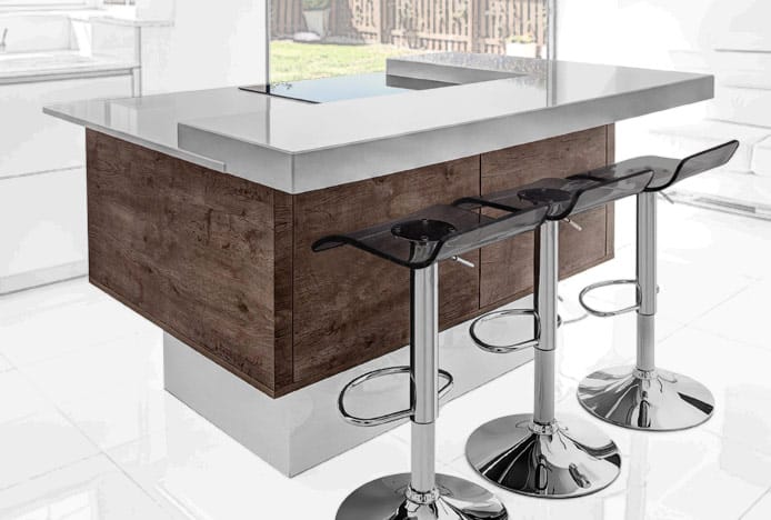 Elevated Breakfast Bar With Shimmer Translucent Stool Smoked