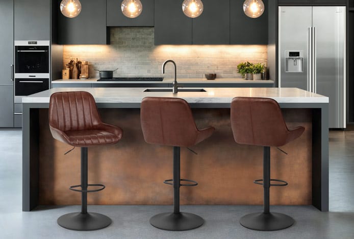 Mustang Gas Lift Bar Stools at Kitchen Island