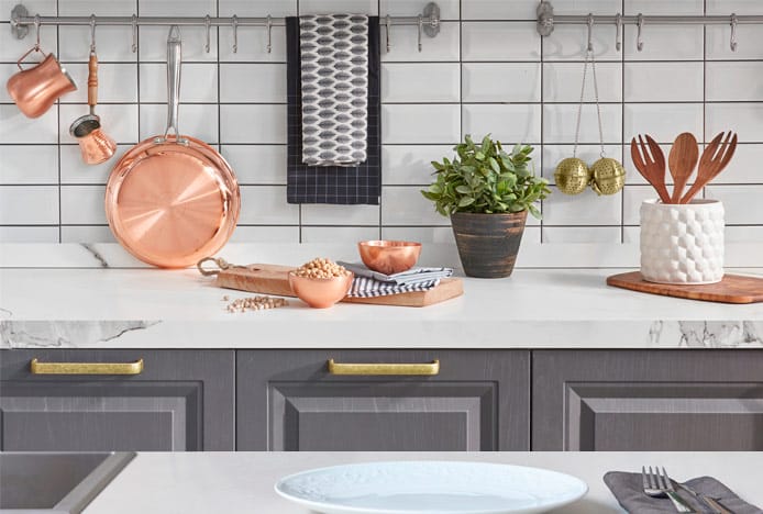 Kitchen With Gold Copper And Steel Features