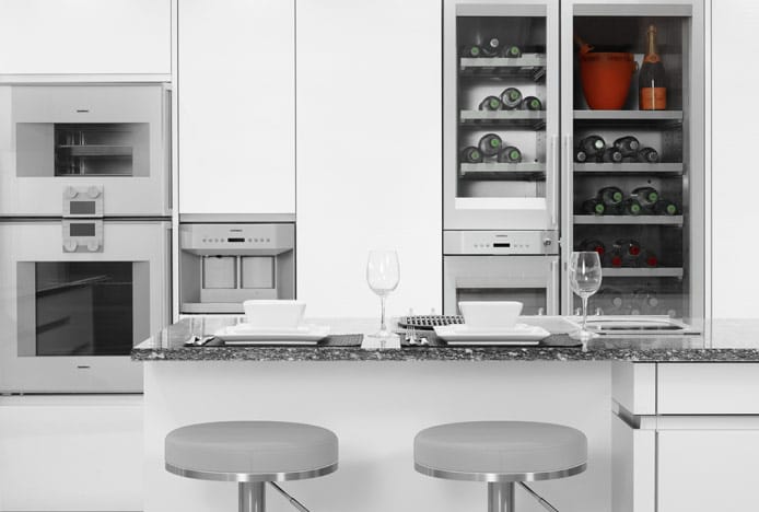 Kitchen With Integrated Brushed Steel Appliances