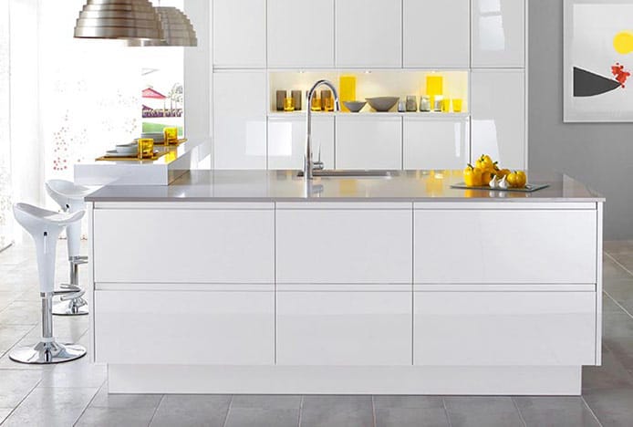 Minimalist White Stools in Kitchen