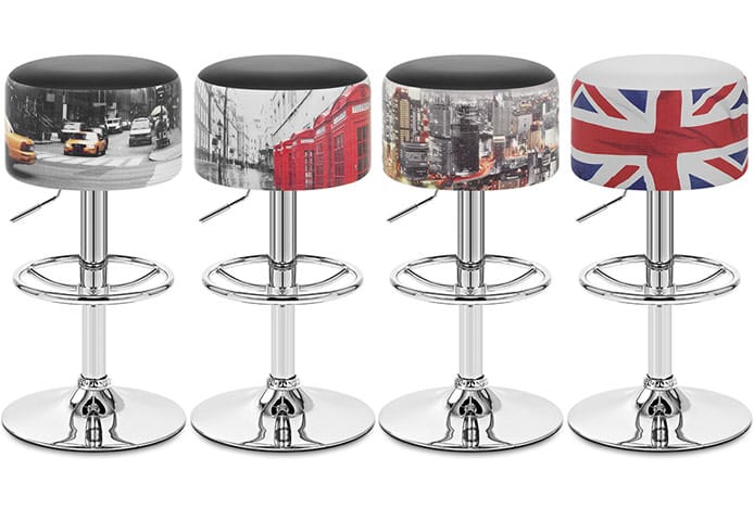 Printed Leather Status Bar Stools