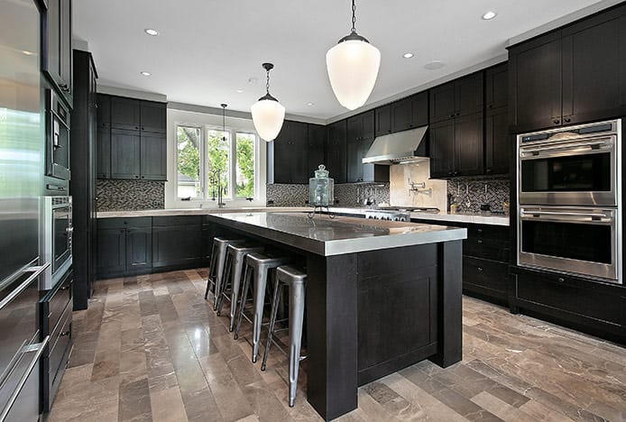 Replica Tolix Stools at Kitchen Island