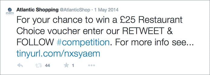 Retweet And Follow Competition Tweet