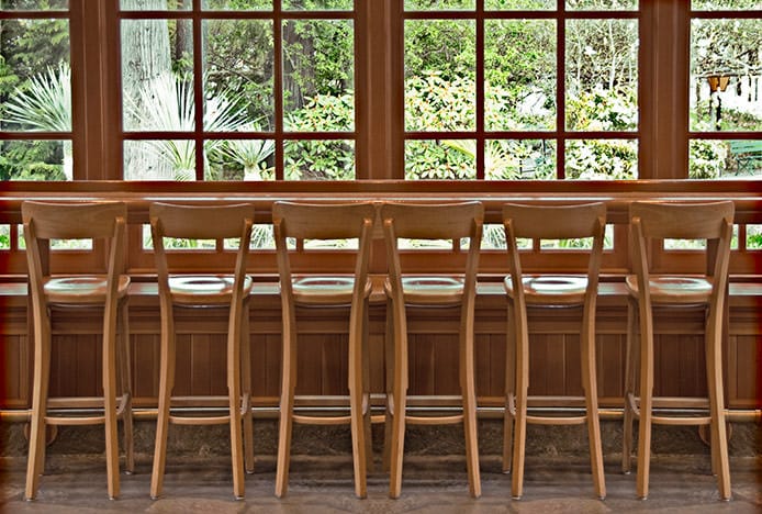 Row of Pigalle Oak Stools at Window