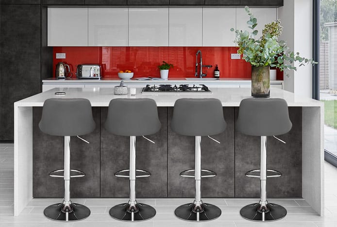 Stitch Bar Stool with Round Base in Kitchen