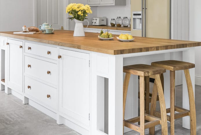 Oslo Oak Bar Stool At Kitchen Island With Supported Overhang