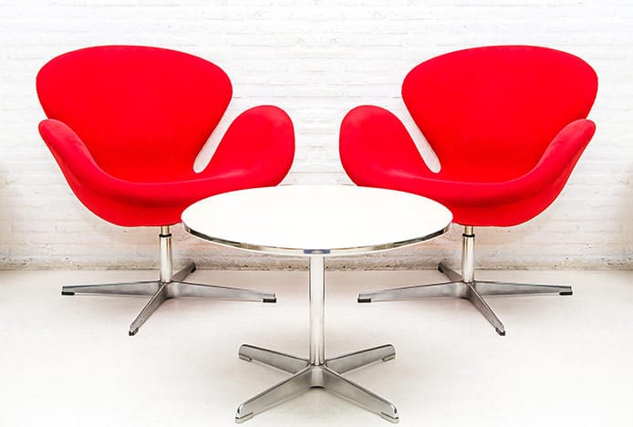 Swan Chairs in Reception Area