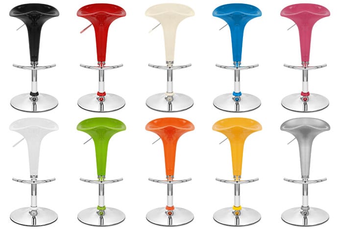 Ten Bright Coloured Coco Bar Stools