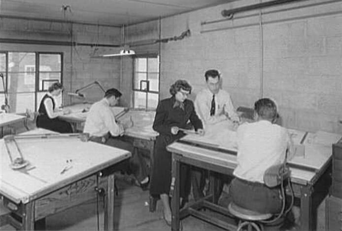 Toledo Draughtsmans Stool In Old Drafting Room