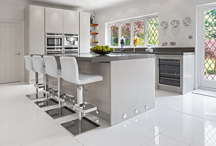 White Leather Upholstered Bar Stools