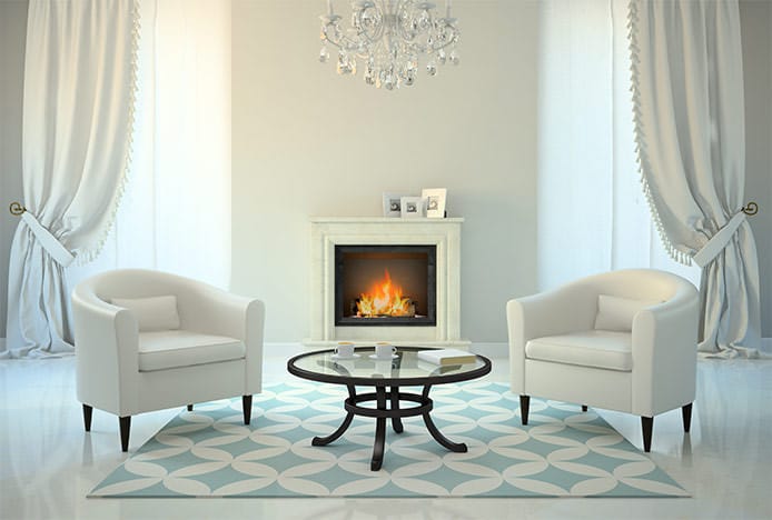 White Tub Chairs at Coffee Table