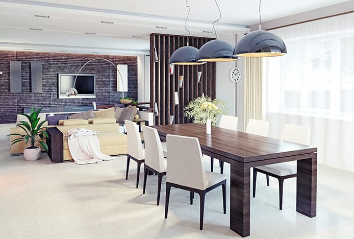 Wooden Dining Table in Open Plan Home